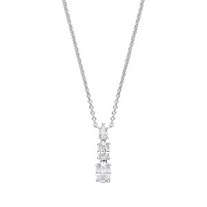 Silver Triple CZ Pendant Necklace