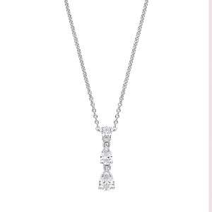 Silver Triple CZ Pendant Necklace