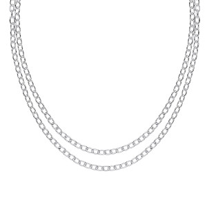 Silver Double Cable Link Chain With Extension