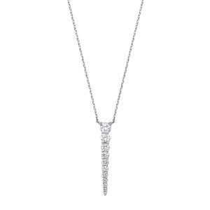 Silver CZ Fancy Line Pendant Necklace