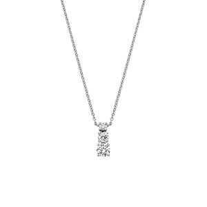 Silver Triple CZ Pendant Necklace