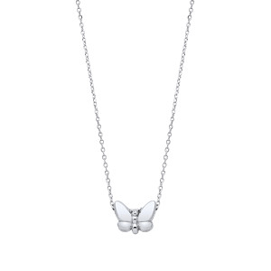 Silver Plain Butterfly Pendant Necklace