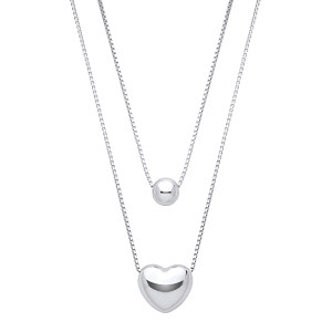Silver Puffed Heart Pendant Necklace
