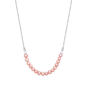 Silver CZ & White Lilac Fresh Water Pearl & Heart Charm 16