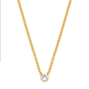 Gold Plated Collerate Necklace With Round Stone Pendant