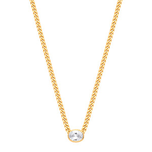 Gold Plated Collerate Necklace With Oval Stone Pendant