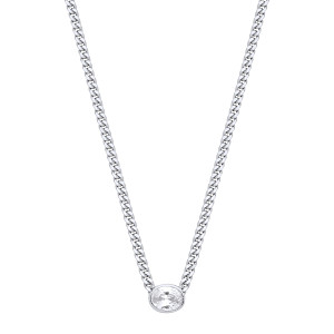 Silver Collerate Necklace With Oval Stone Pendant