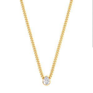 Gold Plated Collerate Necklace With Pear Drop Stone Pendant