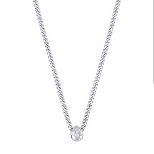 Silver Collerate Necklace With Pear Drop Stone Pendant