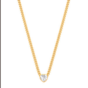 Gold Plated Collerate Necklace With Heart Stone Pendant