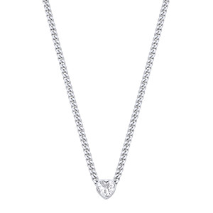 Silver Collerate Necklace With Heart Stone Pendant