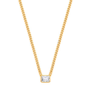 Gold Plated Collerate Necklace With Rectangle Stone Pendant