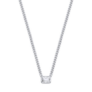 Silver Collerate Necklace With Rectangle Stone Pendant