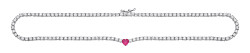 Silver CZ Ruby Heart Tennis Necklace