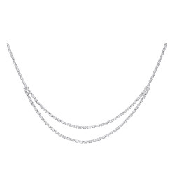 Silver CZ Double Row Baguette Tennis Necklace