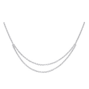 Silver CZ Double Row Baguette Tennis Necklace