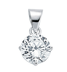 925 Sterling Silver Cubic Zirconia Single Stone Round Pendant
