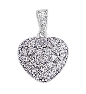 925 Sterling Silver CZ Micro Pave Heart Pendant