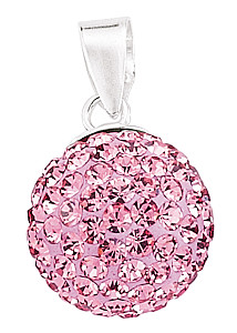 925 Sterling Silver Pink Crystal Dome Pendant