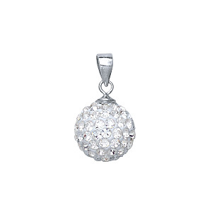 925 Sterling Silver White Crystal Dome Pendant - 12mm