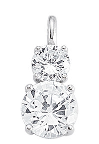 925 Sterling Silver Cubic Zirconia Round Drop Pendant