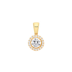 Silver Gold Plated CZ Cluster Pendant