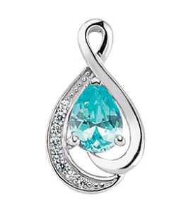 925 Sterling Silver Cubic Zirconia & Topaz Tear Drop Stud Pendant