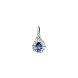 925 Sterling Silver CZ Drop pendant With A Tanzanite Centre