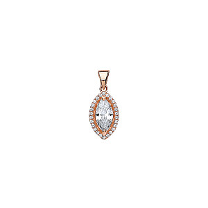 925 Sterling Silver ROSE GOLD PLATED MARQUIS PENDANT