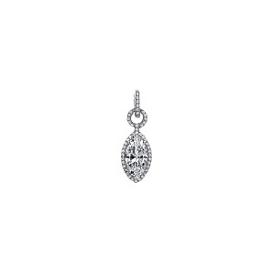 925 Sterling Silver CZ Fancy Drop Pendant