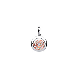 925 Sterling Silver & Rose Gold Glass Circle Pendant With Floating CZ