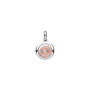 925 Sterling Silver & Rose Gold Glass Circle Pendant With Floating CZ