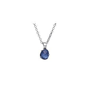 925 Sterling Silver RH BLUE TOPAZ COCKTAIL PENDANT W/CHAIN