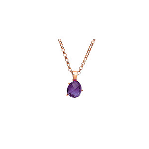 ROSE PLATED 925 Sterling Silver AMETHYST COCKTAIL PENDANT W/CHAIN