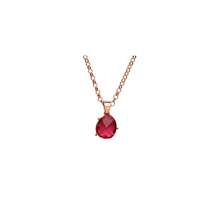 ROSE PLATED 925 Sterling Silver RUBY COCKTAIL PENDANT W/CHAIN