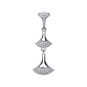 925 Sterling Silver CZ Fancy Drop Pendant