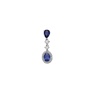 925 Sterling Silver CZ & Sapphire Fancy Drop Pendant