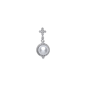 925 Sterling Silver CZ & Pearl Fancy Drop Pendant