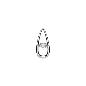 925 Sterling Silver CZ Floating Solitaire Stone Tear Drop Pendant