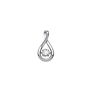 925 Sterling Silver CZ Tear Drop Floating Solitaire Stone Pendant