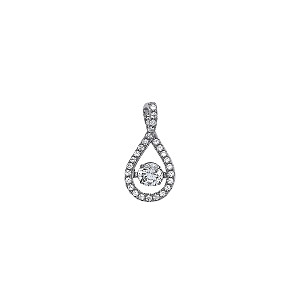 925 Sterling Silver CZ Floating Solitaire Stone Tear Drop Pendant