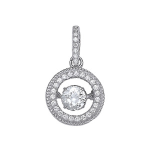 925 Sterling Silver CZ Round Floating Stone Pendant