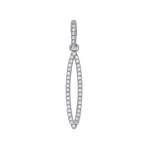 925 Sterling Silver CZ Pave Fancy Drop Pendant