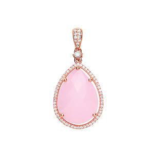 Rose Gold Plated Tear Drop Pendant With Pink Quartz Stone