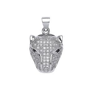 925 Sterling Silver CZ Pave Panther Head