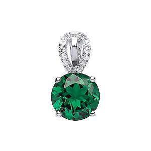 925 Sterling Silver CZ & Creative Emerald Micropavé Set Drop Pendant