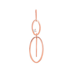 Rose Gold Plated Fancy CZ Oval & Line Drop Pendant