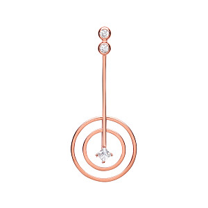 Rose Gold Plated CZ Fancy Line & Double Circle Pendant