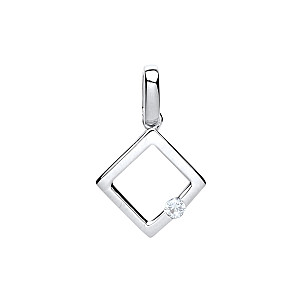 925 Sterling Silver Fancy Square Pendant With A Single Stone