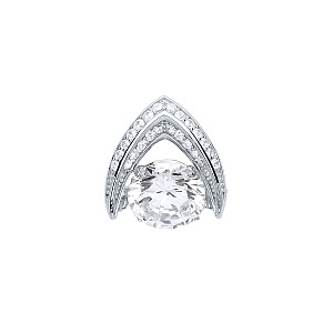 925 Sterling Silver CZ Pave Set Fancy Pendant With Floating CZ Stone
